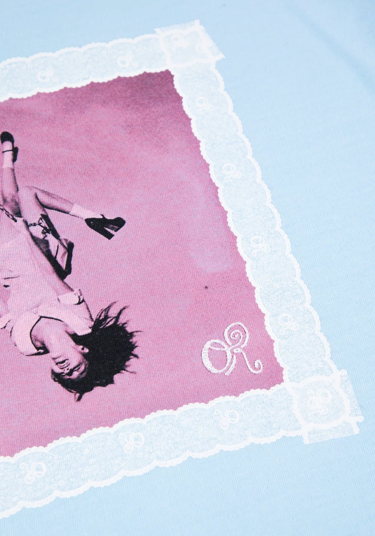 lace album cover oversized blue t-shirt